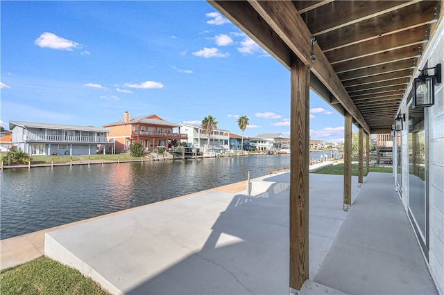 view of patio / terrace featuring a water view