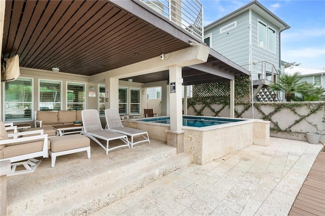 view of patio featuring a fenced in pool