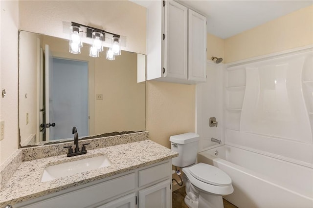 full bathroom with vanity, toilet, and tub / shower combination