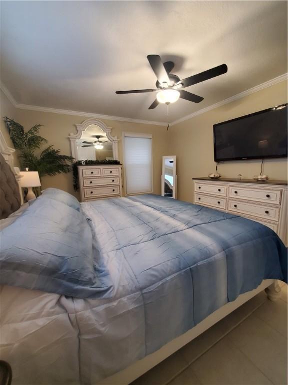 5701 Glen Arbor Dr, Corpus Christi, TX 78412 - bedroom featuring ornamental molding and a ceiling fan