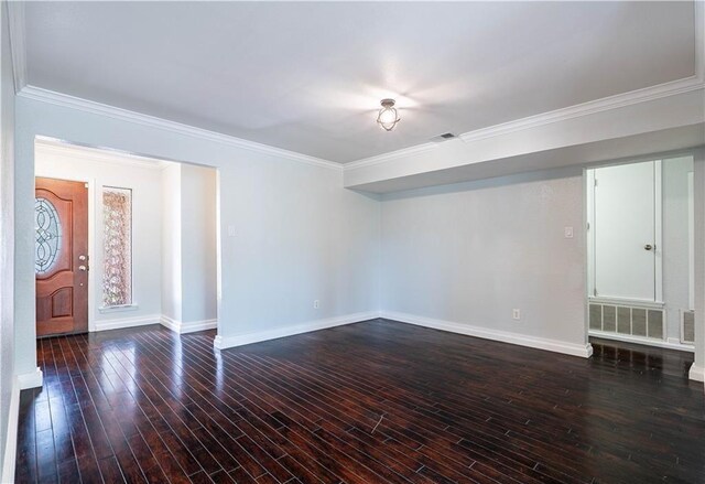 5202 Wentworth Dr, Corpus Christi, TX 78413 - empty room with dark wood-style floors and crown molding