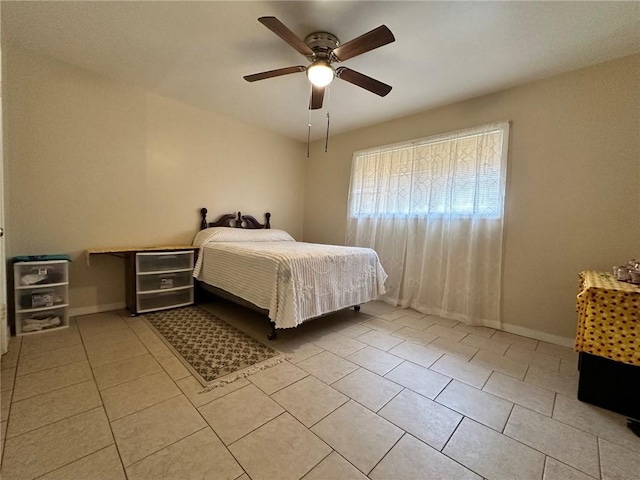 919 W W Ave Unit G, Kingsville, TX 78363 - tiled bedroom featuring baseboards and ceiling fan