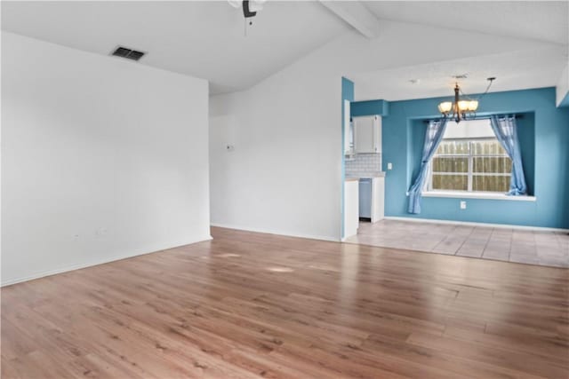 2809 Vancouver Dr, Corpus Christi, TX 78414 - unfurnished living room with a chandelier, wood finished floors, ceiling fan, and baseboards