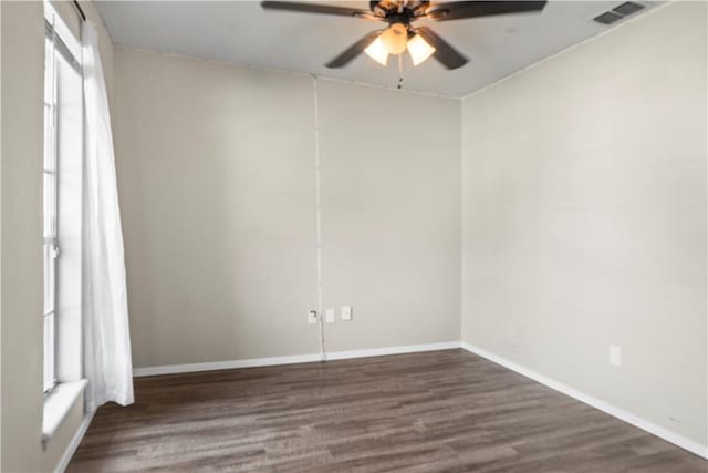 2809 Vancouver Dr, Corpus Christi, TX 78414 - empty room featuring a ceiling fan, wood finished floors, and baseboards