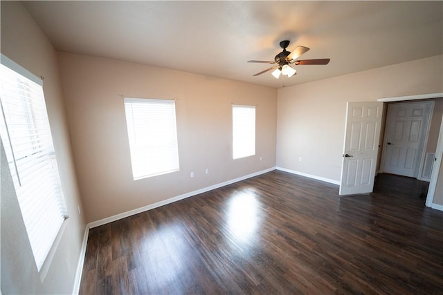2033 Briarwood Dr, Corpus Christi, TX 78412 - spare room with a ceiling fan, plenty of natural light, and dark wood-style flooring