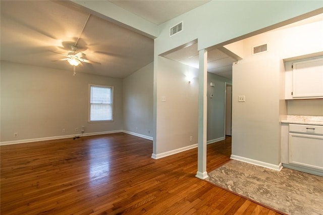 5933 Lucille Dr, Corpus Christi, TX 78412 - spare room with ceiling fan, wood finished floors, and vaulted ceiling