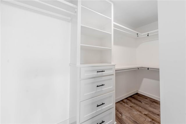 spacious closet with wood finished floors