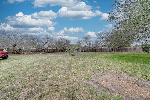 view of yard with a fenced backyard