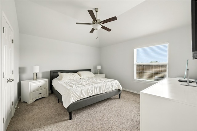 6758 Mikayla St, Corpus Christi, TX 78413 - bedroom featuring light colored carpet, a ceiling fan, and lofted ceiling