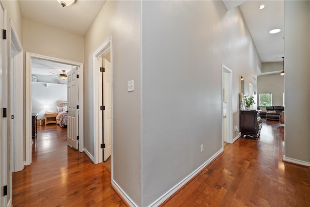 hall featuring dark hardwood / wood-style floors