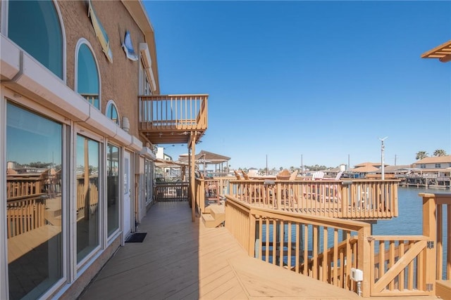 deck with a water view