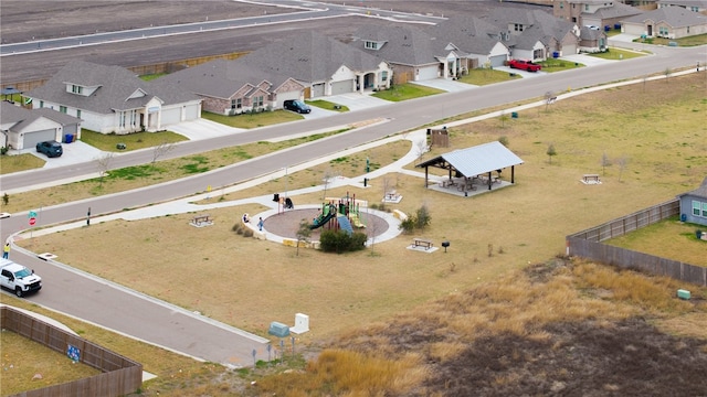 birds eye view of property with a residential view