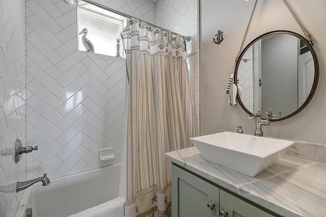 bathroom with vanity and shower / tub combo