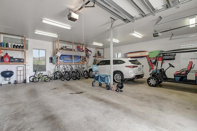 garage with a garage door opener