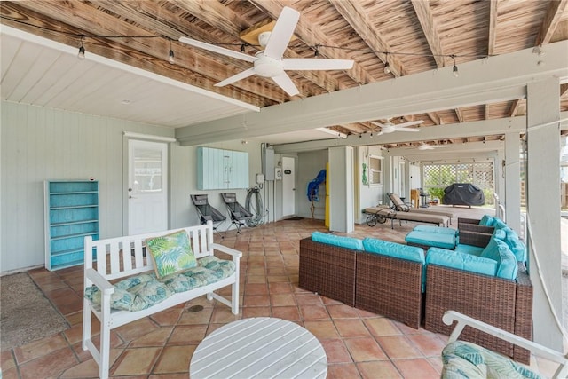 view of patio / terrace featuring an outdoor living space and ceiling fan