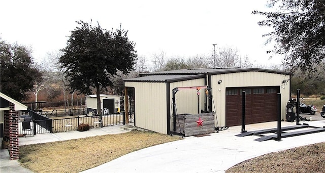 exterior space featuring a garage