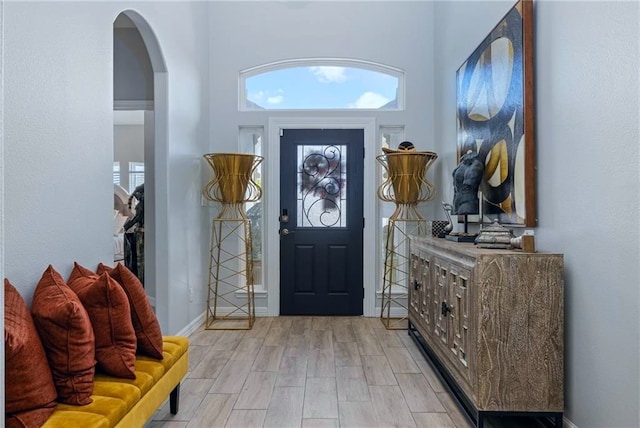 foyer featuring light hardwood / wood-style floors