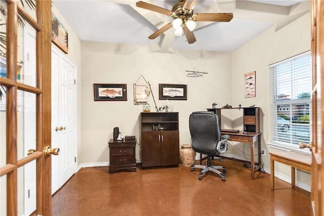 13706 Sea Horse Ave, Corpus Christi, TX 78418 - office featuring concrete floors and a ceiling fan