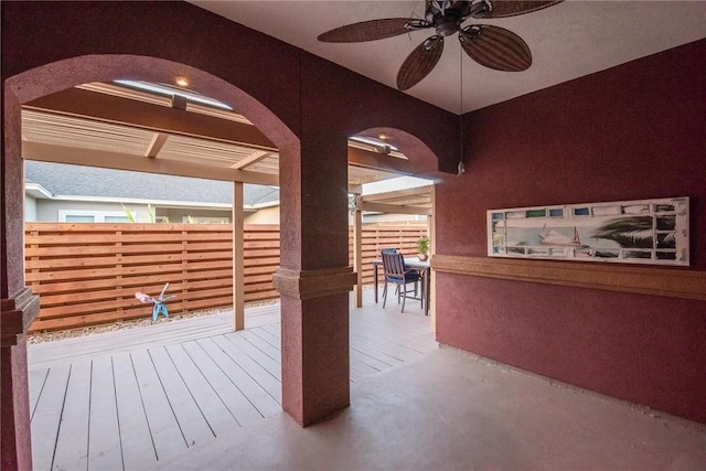 13706 Sea Horse Ave, Corpus Christi, TX 78418 - wooden terrace featuring ceiling fan and a patio area