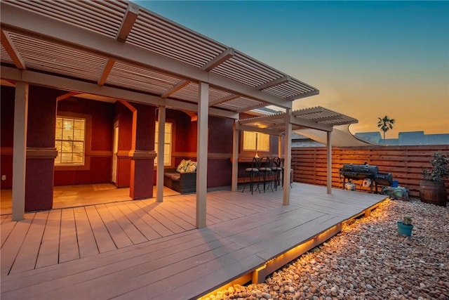 13706 Sea Horse Ave, Corpus Christi, TX 78418 - wooden deck featuring a pergola and a grill