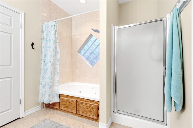 13706 Sea Horse Ave, Corpus Christi, TX 78418 - full bathroom with tile patterned flooring, shower / bathtub combination with curtain, and recessed lighting