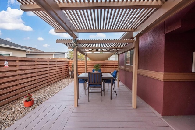 13706 Sea Horse Ave, Corpus Christi, TX 78418 - wooden deck featuring a pergola, outdoor dining area, and a fenced backyard