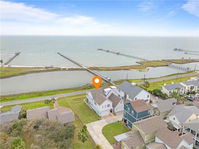 502 Sailhouse Way, Rockport, TX 78382 - bird's eye view with a water view and a residential view
