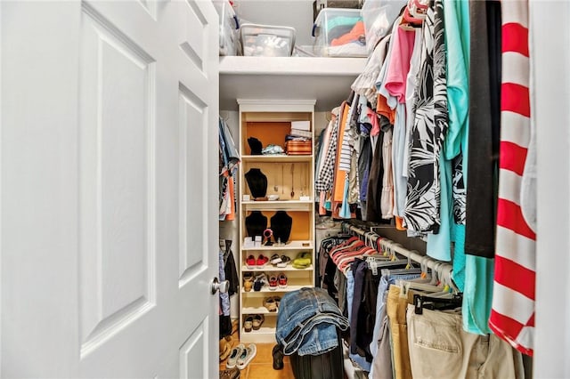 spacious closet with wood finished floors