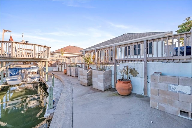 exterior space featuring a boat dock