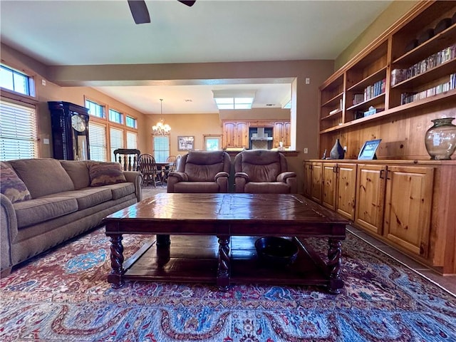 7605 Bayonne Dr, Corpus Christi, TX 78414 - living area with a chandelier and ceiling fan