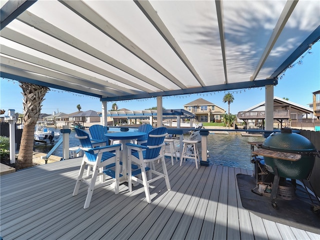 view of dock featuring a water view