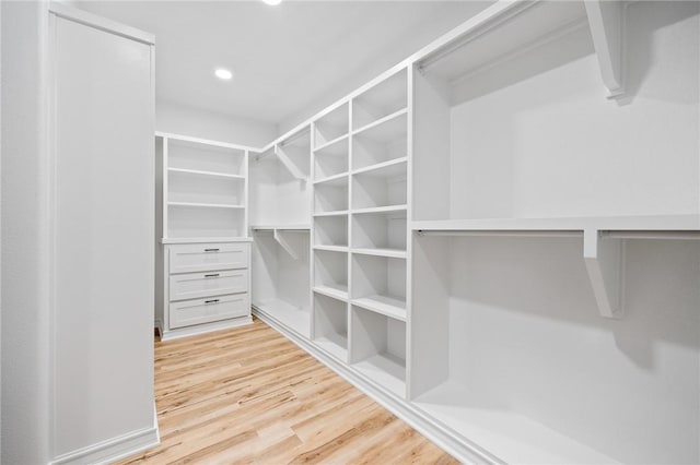 spacious closet with light wood-type flooring