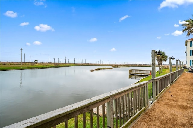 dock area featuring a water view