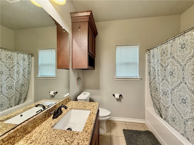 6717 Battery Park Ct, Corpus Christi, TX 78414 - bathroom featuring tile patterned flooring, vanity, and shower / bath combo with shower curtain