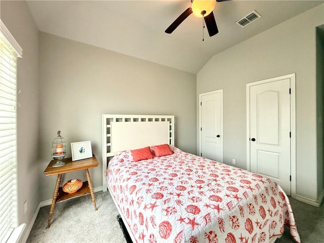 6717 Battery Park Ct, Corpus Christi, TX 78414 - carpeted bedroom featuring lofted ceiling and a ceiling fan