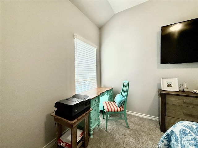6717 Battery Park Ct, Corpus Christi, TX 78414 - carpeted bedroom featuring lofted ceiling and a desk