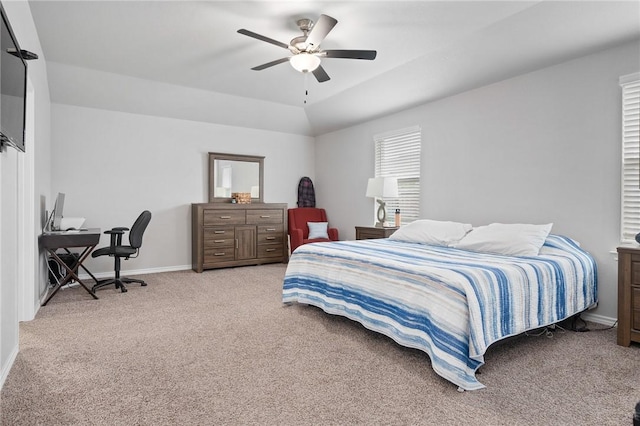 7218 Tristan, Corpus Christi, TX 78414 - bedroom featuring light carpet, baseboards, a desk, and a ceiling fan