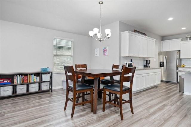 7218 Tristan, Corpus Christi, TX 78414 - dining area featuring a chandelier, light wood-style floors, recessed lighting, and baseboards