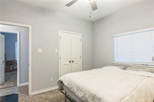 6705 Empire State Dr, Corpus Christi, TX 78414 - bedroom featuring a closet, carpet, and a ceiling fan