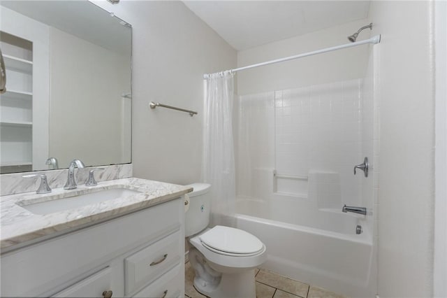 410 Knickerbocker St, Corpus Christi, TX 78418 - full bath with vanity, shower / bath combo with shower curtain, toilet, and tile patterned floors