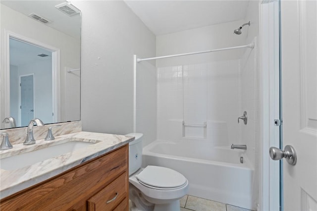 410 Knickerbocker St, Corpus Christi, TX 78418 - bathroom featuring vanity, bathing tub / shower combination, toilet, and tile patterned flooring
