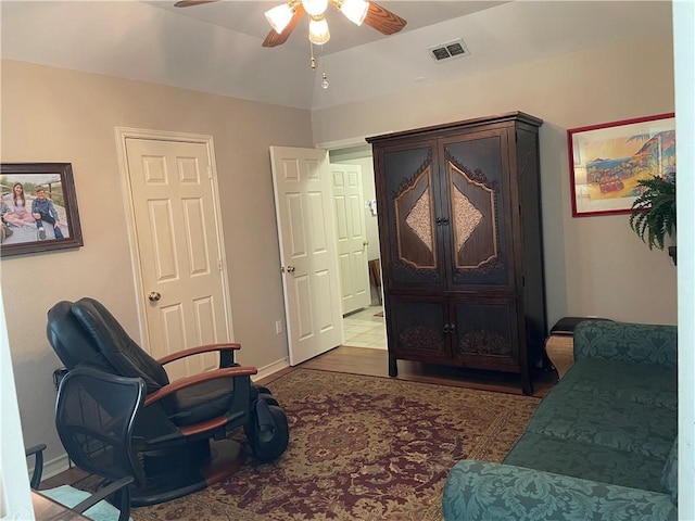 5413 Fisher Cir, Corpus Christi, TX 78413 - living area featuring a ceiling fan and wood finished floors