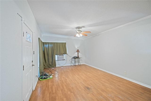 3730 Lincoln St, Corpus Christi, TX 78415 - spare room featuring a ceiling fan, cooling unit, light wood-type flooring, and crown molding