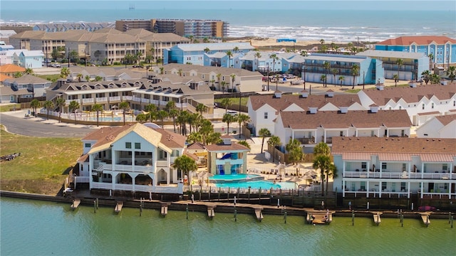 15101 Boca Grandi Dr, Corpus Christi, TX 78418 - aerial view featuring a water view and a residential view