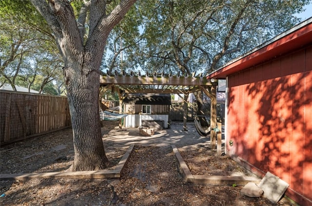 view of yard with a pergola