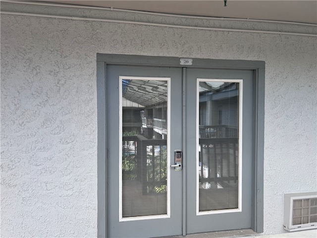 doorway to property with french doors