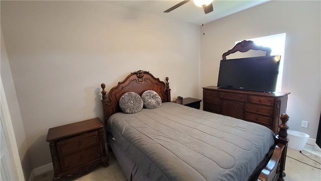 bedroom featuring ceiling fan