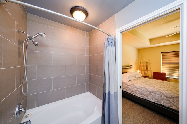 bathroom featuring shower / bath combo with shower curtain