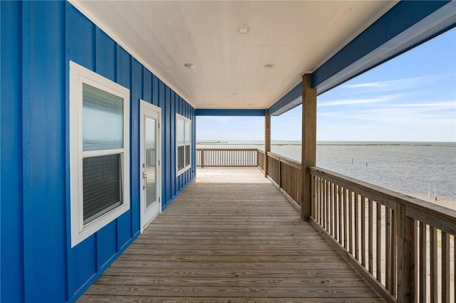 deck with a water view