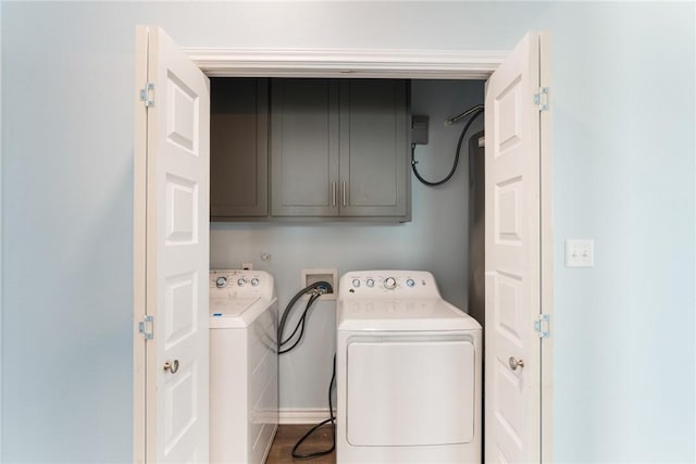 laundry room featuring cabinet space and washing machine and dryer